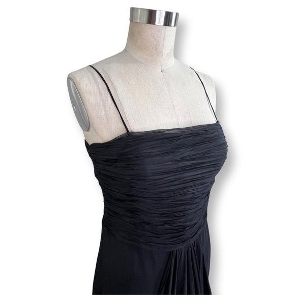 [[ SAJA ]] Elegant, Layered Drape Black Silk Maxi Dress :: 8 - Picture 11 of 15